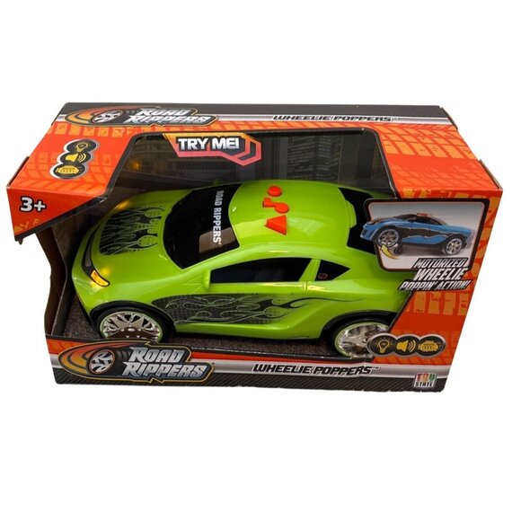 Road Rippers Wheelie Poppers Toy Car Green With Motorized Wheelie Sound Action - Picture 1 of 6